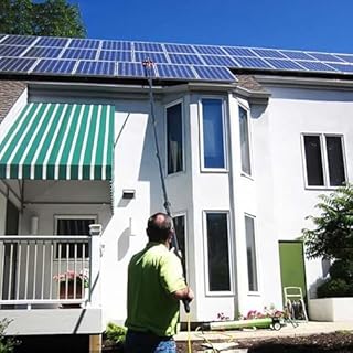 TONAUA Perche Télescopique De 1 À 12m, Brosse Télescopique Hydroscopique pour Nettoyer Les Panneaux Photovoltaïques et Solaires Kit De Nettoyage De Perche Télescopique (sans Pinceaux)