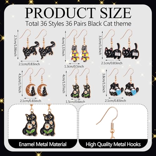 Nosiny 36 Pairs Halloween Earrings Bulk for Women Funny Weird Studs Dangle Drop Earrings Cute Jewelry Sets for Party Gifts2