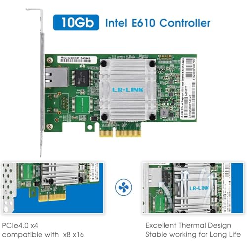 PCIe x4 Single-Port 10G Copper Ethernet Network Adapter E610 miniatura 3