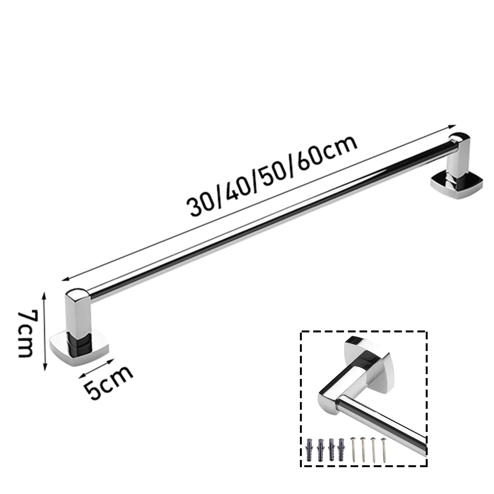 Toallero de barra de toallero, de acero inoxidable montado en la pared, estante de baño duradero para un fácil acceso, diseño contemporáneo, opciones de 30 cm a 60 cm