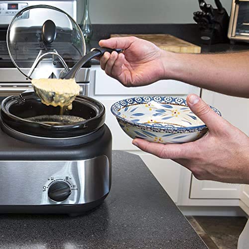 Elite Platinum Ewmst Adjustable Temp Dishwasher-Safe Oval Ceramic Pots, Lid Rests, 3 X 2.5Qt Capacity, Red #TOP7