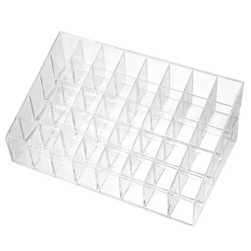 Rangement maquillage transparent plexiglas 36 cases pour cosmétiques rouge à lèvres et bijoux