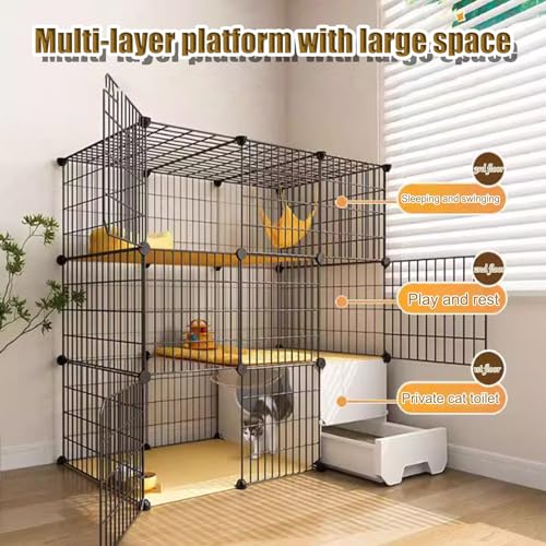 Cage pour chat intérieur avec bac à litière intégré modulable - 5