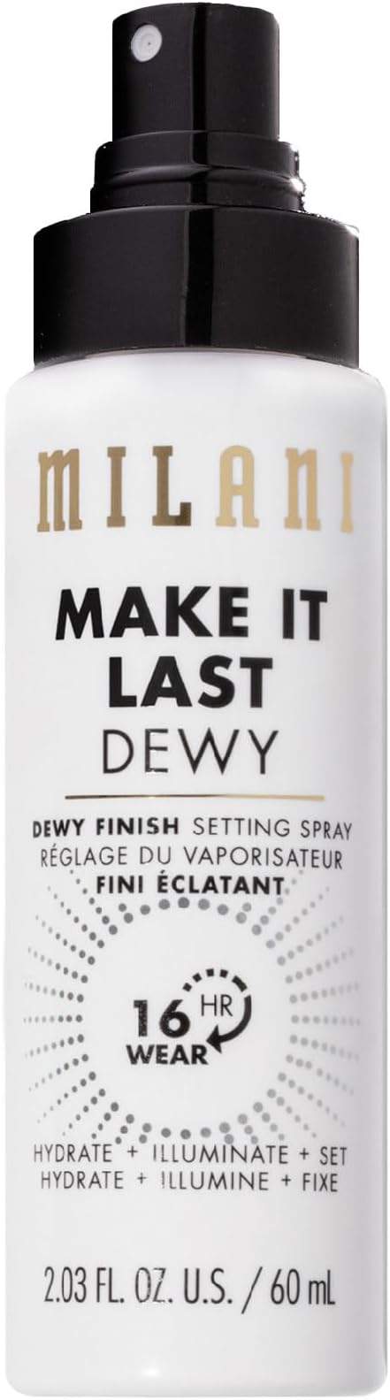 Milani Setting Spray + Primer, Make It Last Dewy - Dewy Finish Moisturizing Formula for Glow on the Go, Setting Spray for Makeup and Face Primer, Prime + Set + Hydrate, 2.03 Fl. Oz