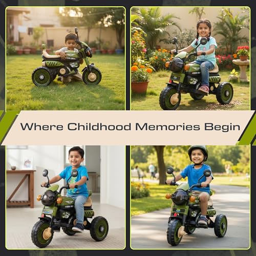 Image of PRO KIDS Cruise Rechargeable Electric Kids Bike with Bluetooth, USB, AUX, Music & LED | Ride-On Bike for Boys & Girls (1.5-4 Years) | 6V Battery Powered | Foot Accelerator