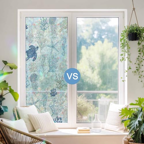 Vinilo adhesivo ventana efecto vidriera azul 17.7x78.7 in miniatura 3