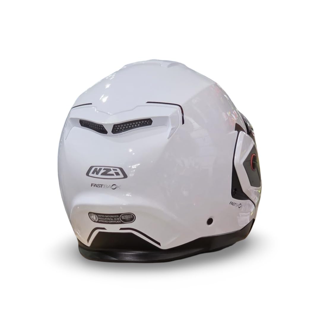 NZI Casco Modular NZI Fastback Duo 180º Blanco Brillo Abatible con Visor Solar - Unisex Hombre y Mujer - Homologado P/J ECE 22.06 Talla L