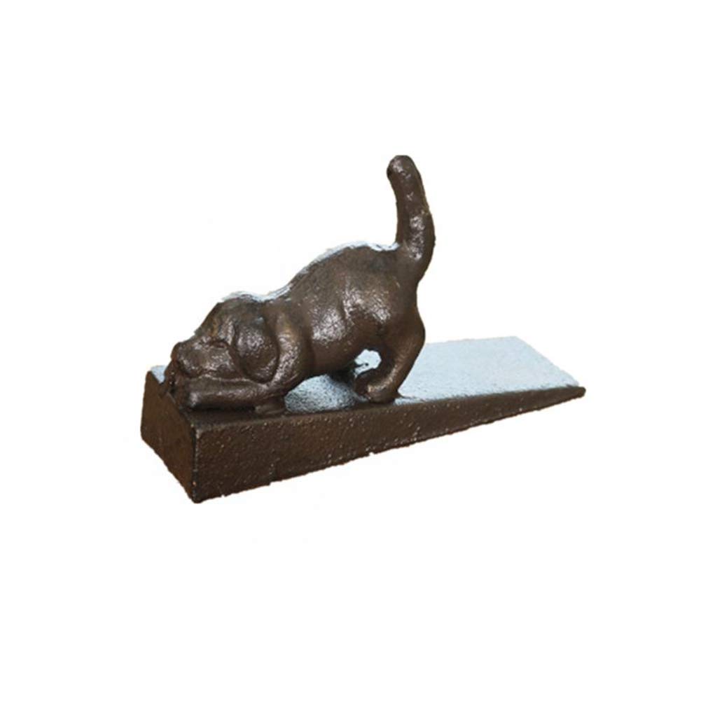 Door Stop Vintage Cast Iron Dog Door Stopper Heavy Duty Decorative Rustic Anti-Slip Door Jam Wedge Sculpture Statue Home Office Bed Room and Exterior Door Book Stopper Heavy Bookend (KN Dog Brown)