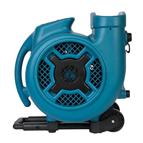 Image of XPOWER X-830H Pro 1 HP 3600 CFM Centrifugal Air Mover, Carpet Dryer, Floor Fan, Blower, Telescopic Handle and Wheels, for Water Damage Restoration, Janitorial, Plumbing, Home Use