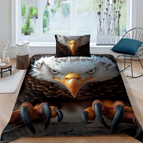 Housse de couette oiseaux en microfibre 3D pour lit enfant single 135x200cm - 3