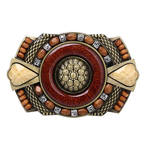 Wan Bohemia Belt Buckle,Vintage Women Western Novelty Bohemian Belt Buckle,Beautiful Nomad Women's Bohemian Embroidery Braided Casual Buckle,Rhinestone Buckle for Jeans Leather Belt Buckle.