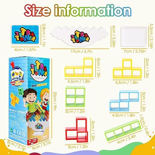 KFDDRN Tetra Tower Balance, 48 bloków balansowania, gra logiczna o nazwie Tetris Tower Balance dla dzieci i dorosłych, gra myśląca, klocki konstrukcyjne, inteligencja, KFDDRN-0810001