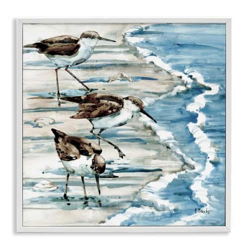 Sandpipers Beach Ripples Coastal, 17 x 17 Inch Framed Giclée Print