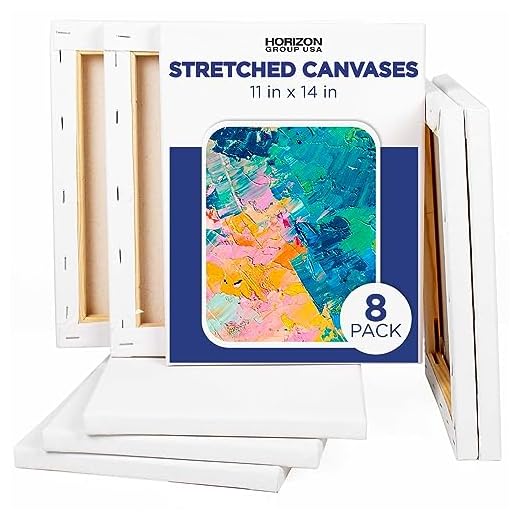 Horizon Group USA 11x14 Pre-Stretched Canvas Value Pack of 8, Primed, Perfect for Painting Projects, Watercolor, Oil & Acrylic Paints, Paint Canvas for Kids, Students, & Professionals