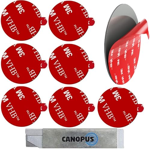 CANOPUS Double Sided Pads, Waterproof 50.8 mm Dia, 8-PCs Sticky Pads, Ideal for Car Phone Holder Mount, Dashboard, Windshield, Home Office Decor, Black