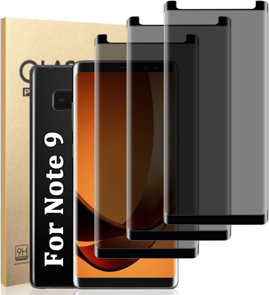 (3 Pack) Galaxy Note 9 Privacy Screen Protector Tempered Glass 9H Hardness 3D Curved Full Coverage Bubble Free Support Fingerprint for Samsung Galaxy Note 9 6.8 Inch