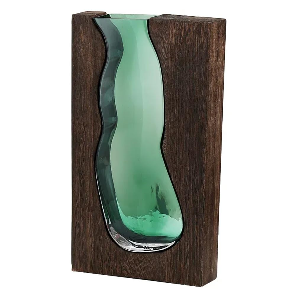 Décoration de salon avec vase pastoral et support en bois