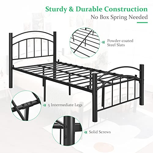 Giantex Metal Bed Frame, Modern Platform Bed With Headboard And Footboard, Heavy-Duty Steel Slat Support Mattress Foundation, Noise Free, Easy Assembly, No Box Spring Needed Frame (Twin Size, Black) #TOP2