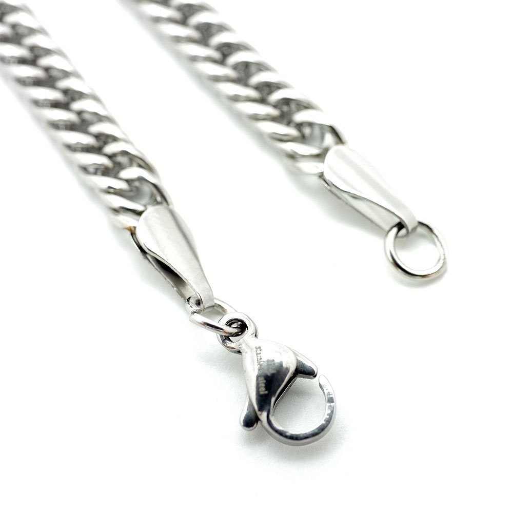 喜平ネックレス ダブル ステンレス 中折式 シルバー 銀 7mm 50/60cm