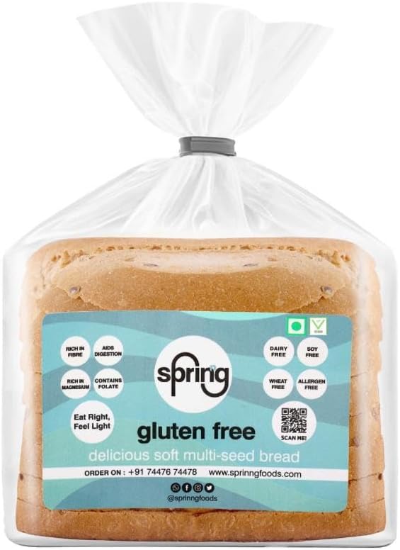 Gluten Free Multiseed Bread, 200 g Each (Pack of 2), Low GI, Wheat Free, Lactose Free, Soy Free, Diabetic-friendly, Vegan, Rich in Magnesium, Freshly Baked Soft Loaf, Healthy Diet Option, Made in Celiac-Safe Facility.