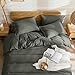 JELLYMONI Cotton Duvet Cover Queen Size - Gray Comforter Cover with Button 100% Washed Cotton 3PCS Breathable Soft Solid Bedding Set Duvet Cover 90×90in & 2 Pillowcases (NO Comforter)