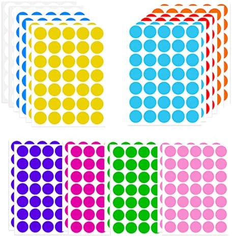 19mm Assorted Dot Stickers, 20 Sheets 10 Colors Round Coloured Dot ...