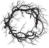 Halloween Wreath Glitter Black Tree Branch for Halloween Party Front Door Indoor Outdoor Farmhouse Festival Home Wall Decor