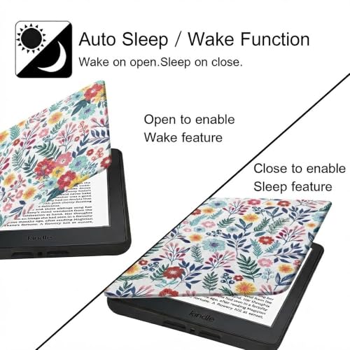 Image of MOCA Case for Kindle Paperwhite 12th Gen 7 inch (2024) & Kindle Colorsoft 7 inch (2025), Slim PU Leather Cover with Auto Wake /Sleep, Magnetic Closure, Lightweight (Spring Blossom)