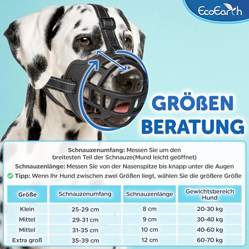 EcoEarth Hundemaulkorb - Langlebiger Korbmaulkorb für große Hunde - Extra groß, schwarz - Verstellbarer und atmungsaktiver Mundschutz zum Verhindern von Beißen und Bellen