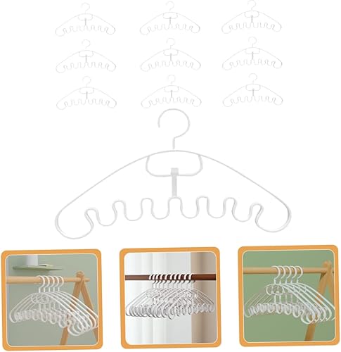 Miniatura 2 de CHILDWEET Jean Hanger - Percha para bufandas, 10 piezas, ondulada, PP, color blanco, antideslizante, estante de secado para rotar, ganchos de