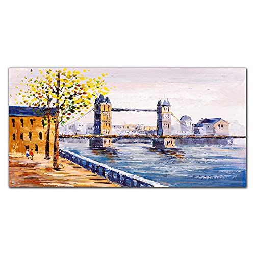 Décoration tableau en verre 100x50cm Coloray panoramique motif ville pour salon contemporain