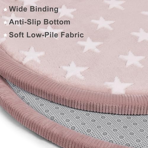 Shinnwa Round Kids Rug, Thickened Round Area Rug With Foam Padding, Star Pattern Circle Rug For Nursery thumb #3