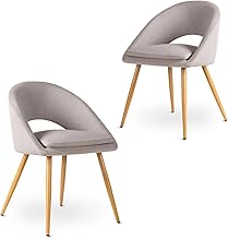 Mc Haus Laguna Grey Pearl x2 – Pack of 2 Upholstered Dining Chairs, Padded and Ergonomic, Modern Style for Living Room, Bedroom or Kitchen
