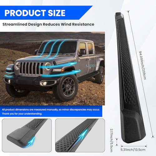 Estribos laterales negros para Jeep Gladiator JT 2020-2025 miniatura 4