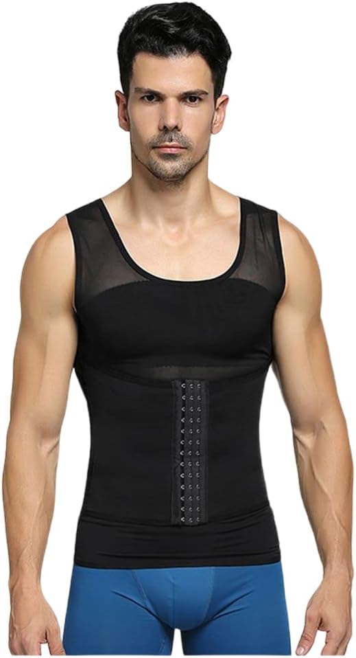 BaronHong Men Shapewear Slimming Body Shaper Compression Shirt Tank Top Underwear for Tummy Control