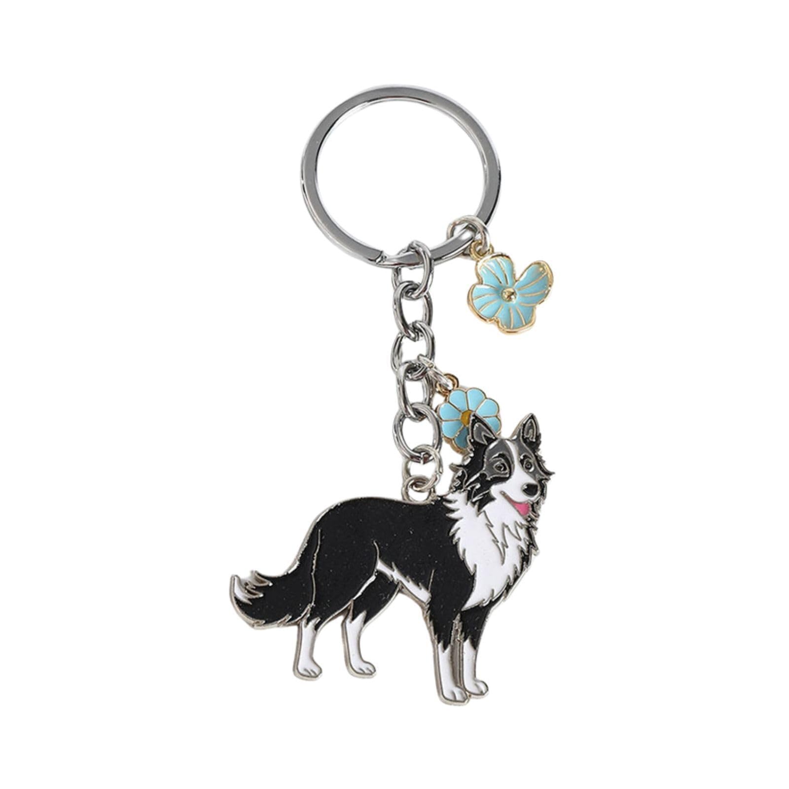 Bt Bear Women's Border Collie Dog Breed Keychain, Heart Love Dogs Pendant Bag Charm Cute Metal Key-Ring (Border Collie)