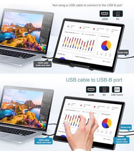 Image of 15.6 inch Portable Touchscreen Monitor, FHD 1920x1080 IPS Ra Pi Touch Screen Monitor for Laptop HDMI VGA DVI 10-Point Touchable Display VESA 75x75 Mountable for Laptops PC Pi POS Kiosk Home Industrial