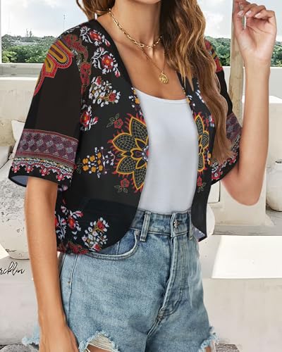 Image of ZNVGIRL Women Shrug Chiffon Cardigans Open Front Short Sleeve Bolero for Evening Dressy 2026