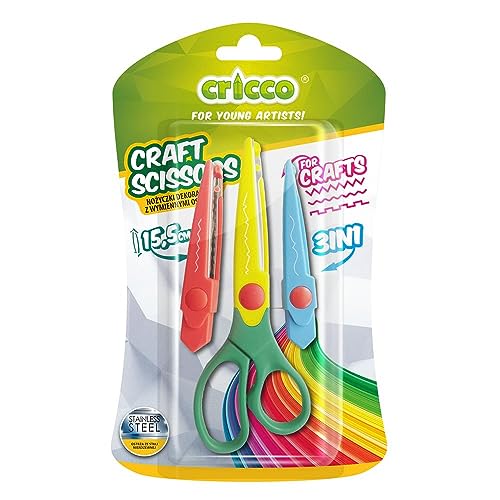 Amex CRICCO - Tijeras para niños - Tijeras para niños - Manualidades de preescolar - Manualidades de arte - Tijeras de seguridad - Tijeras de papel - Tijeras principiantes para estudiantes de primaria