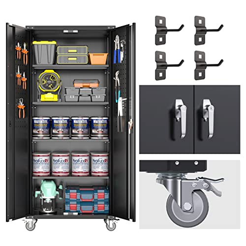 Aobabo Black Metal Storage Cabinet,72In Lockable Storage Cabinets,Steel Cabinets For Office&Garage&Home Storage,Easy-Assembly #TOP14
