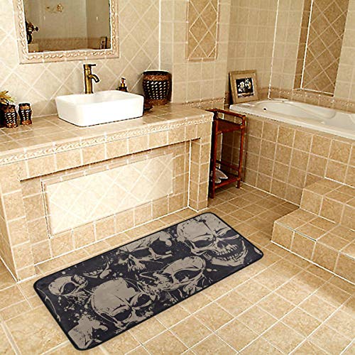 Moudou Skull Kitchen Rug Non-Slip Soft Kitchen Floor Mat Bathroom Rug Doormat Carpet 39 X 20 Inch #TOP3