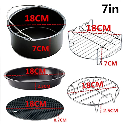 Conjunto de 5 Accesorios para Freidora Universal con Barra para Pastel de 7 Pulgadas, Plancha para Pizza, Estante para Brochetas, Mantel de Silicona y Soporte Metálico, Apto para Freidoras de 3.7QT a 5.8QT miniatura 2
