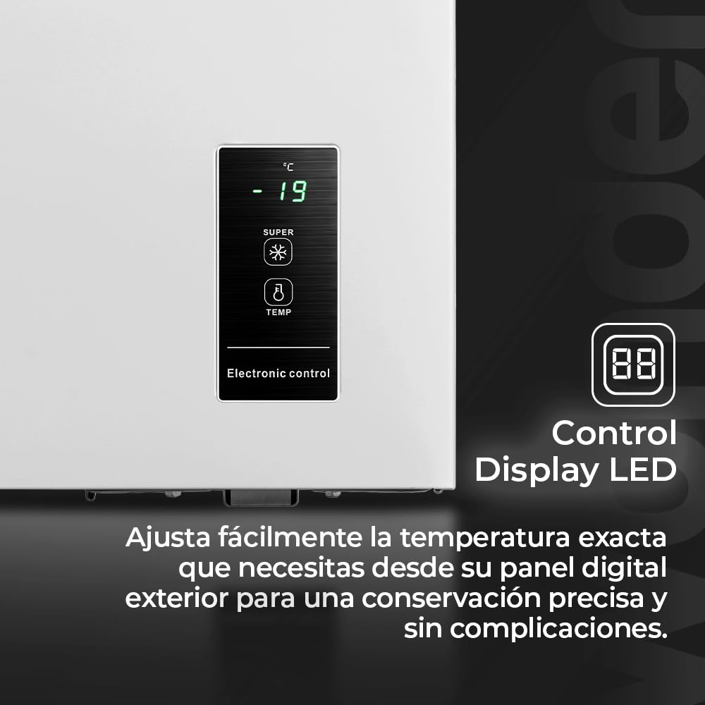 Wonder Congelador Horizontal Blanco WCH1001EDC. Capacidad 99 Litros, Dual Cooling, 1 Cesta, Bajo Nivel Sonoro, Eficiencia Energética Clase E