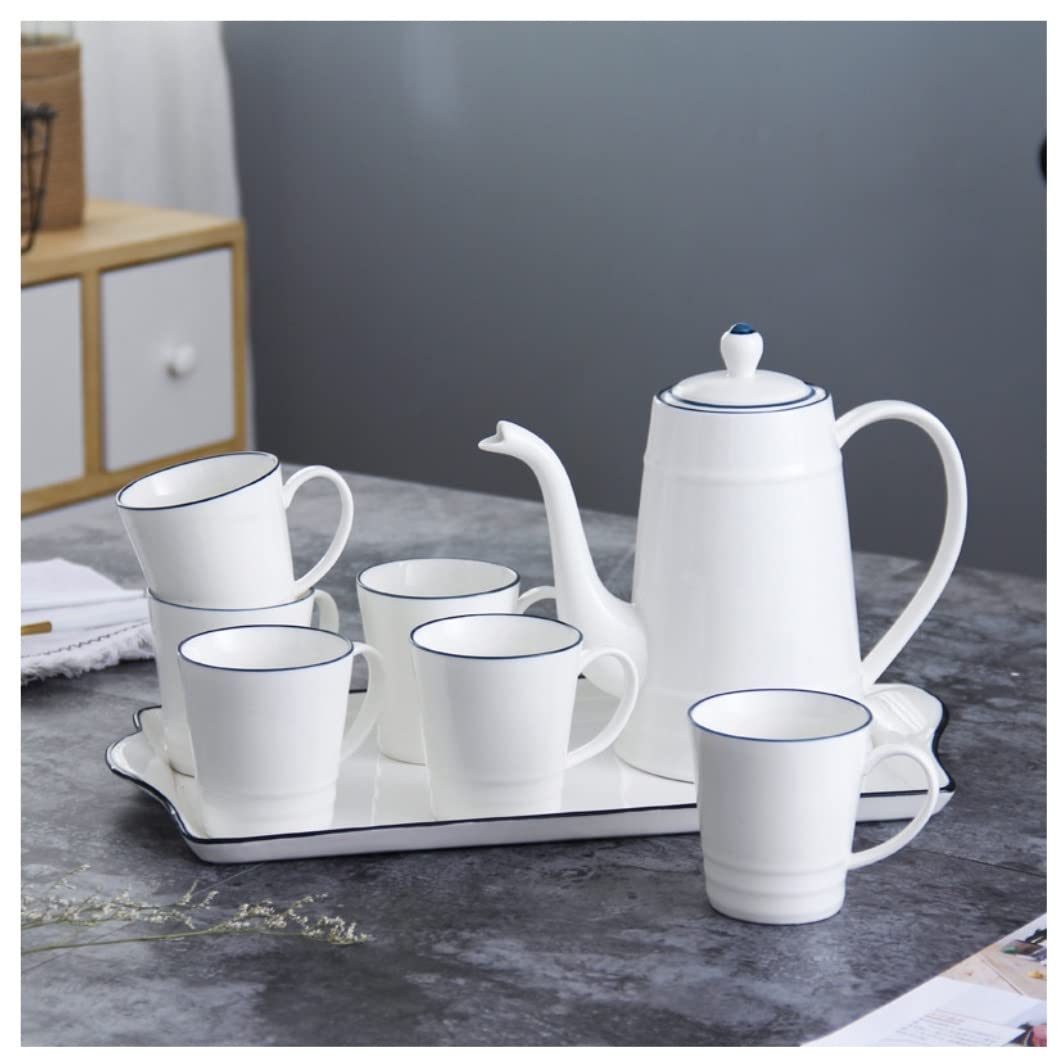 Serwis Do Kawy Na Przyjęcie Ceramiczny Zestaw Filiżanek Do Herbaty Z Tacą Na Herbatę Kreatywny Ceramicznych Kawy Prosty Nordycki Domu Popołudniowa(8 Pieces)