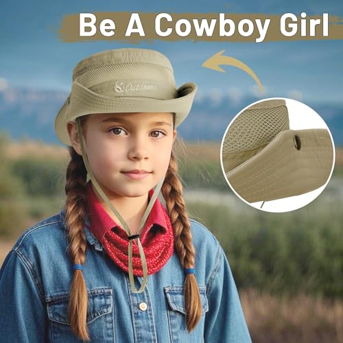 Zando Girls Sun Hat UPF 50+ Kids Sun Hats Girls Outdoor Bucket Beach Wide Brim Hiking Safari 5-13T3