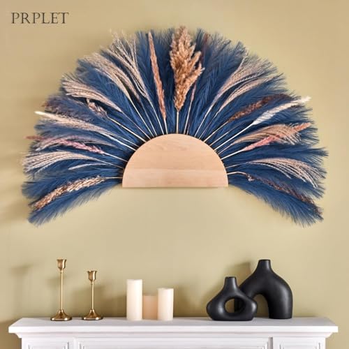 Image of Faux Pampas Grass - 24 Pcs Small Artificial Flowers for Living Room Home Office and Wedding Decoration (Blue)