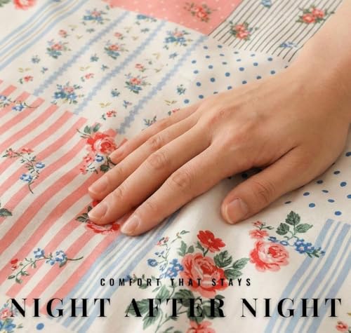 Image of HOMEKART 210 TC Cotton Double Bedsheet with 2 Pillow Covers | Soft & Breathable Luxury Bedding | Floral Printed Bed Sheet for Double Bed | 90 x 100 Inches | Pastel Heritage Patchwork