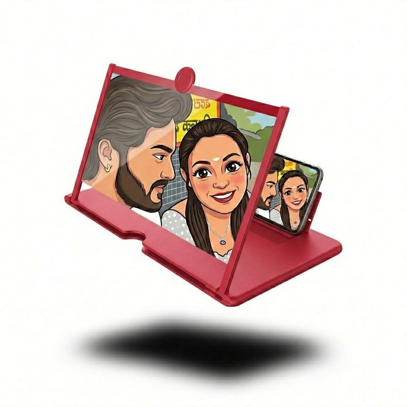 Drumstone {New Model 1 Year Warranty) Portable 12 Inch Mobile Screen Enlarger with HD Glass Lens, Foldable Stand Phone Amplifier for Movies Videos Gaming – 𝐑𝐞𝐝-picture-29