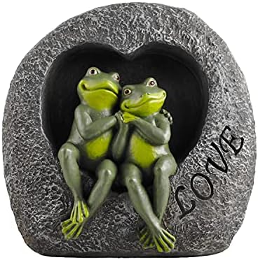 DurableDelights Lover Frog Decor Garden Frogs Couple Statues Romantic Resin Animal Figurine Frog Stuff Outdoor Lawn Accessories 7 Inch
