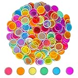 SEETOOOGAMES Magnetic Bingo Chips Counters - 300 Pieces Transparent Counting Game Chips - Clear Plastic Math Markers for Classroom - 19mm Mixed Color